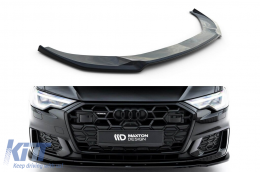 image-28-Maxton Design version 1 spoiler suitable for front S6, S-Line bumper of Audi A6 C8 sedan, Avant after 2019, black lacquer