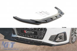 image-76-Maxton Design version 1 spoiler suitable for front S5, S-Line bumper of Audi A5 F5 after 2019, black lacquer
