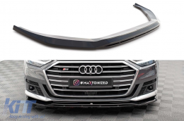 Maxton Design version 1 spoiler suitable for front bumper of Audi S8 D5, A8 S line D5 2019-2021, black lacquer - ABAUSX6008222
