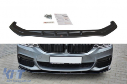 Maxton Design version 1 spoiler suitable for front M Technik bumper on BMW 5 Series G30, G31 after 2017, black lacquer - ABBMSX6008509