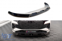 Maxton Design version 1 spoiler suitable for front bumper of Audi Q4 E-tron Sportback MK1 after 2021, black lacquer - ABSA6020544
