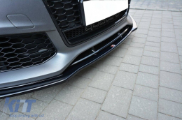 Maxton Design version 1 spoiler suitable for front RS7 bumper on Audi A7 C7 2014-2017, black lacquer
