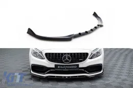 image-22-Maxton Design Version 2 Spoiler geeignet für die vordere A Design Stoßstange am Mercedes C63 W205 Limousine, S205 Kombi 2015-2018, schwarz lackiert