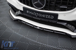Maxton Design Version 2 Spoiler geeignet für die vordere A Design Stoßstange am Mercedes C63 W205 Limousine, S205 Kombi 2015-2018, schwarz lackiert-image-6238862