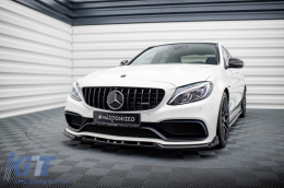 Maxton Design Version 2 Spoiler geeignet für die vordere A Design Stoßstange am Mercedes C63 W205 Limousine, S205 Kombi 2015-2018, schwarz lackiert-image-6238863