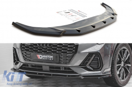 Maxton Design version 2 spoiler suitable for front S-Line bumper of Audi Q3 Sportback after 2019, black lacquer - ABAUSX6008179