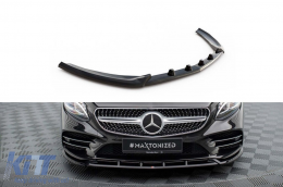 Maxton Design version 2 spoiler suitable for front A Design-Line bumper on Mercedes S-Class C217 Coupe 2017-2020, black lacquer - ABMESX6010908