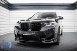 Maxton Design version 2 spoiler suitable for front bumper of BMW X3 F97 after 2021, black lacquer-image-6236333