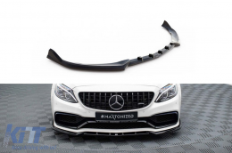 Maxton Design version 2 spoiler suitable for front A Design bumper on Mercedes C63 W205 sedan, S205 estate 2015-2018, black lacquer - ABSM6021511