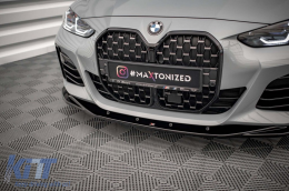 Maxton Design version 3 spoiler suitable for front M bumper on BMW 4 Series Gran Coupe G26 after 2021, black lacquer - ABBMSX6008424