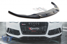 Maxton Design version 3 spoiler suitable for front RS6 bumper on Audi A6 C7 2013-2017, black lacquer - ABSA6020550