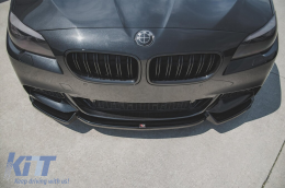 Maxton Design version 3 spoiler suitable for front M Technik bumper of BMW 5 Series F10, F11 after 2011, black lacquer - ABSB6020599