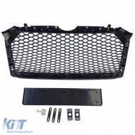 Méhsejt mintás sport hűtőrács embléma nélkül matt fekete Audi A4 B9 8W 15-19-image-6201736