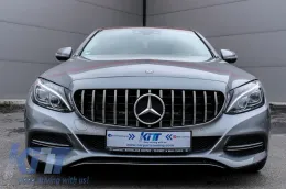 Mercedes Benz C-osztály W205 S205 (2014-up) első hűtőrács AMG GT-R Panamericana Design króm, kamera nélkül-image-6042768