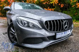 Mercedes Benz C-osztály W205 S205 (2014-up) első hűtőrács AMG GT-R Panamericana Design króm, kamera nélkül-image-6074135