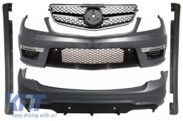 image-32-Подходящ за MERCEDES C-Class W204 Facelift Body Kit T-Modell S204 Комби Estate с Предна Решетка Спорт Черен Glossy & Хром