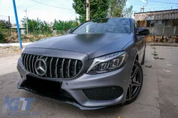 MERCEDES C-osztály W205 S205 C205 (2014-2018) GT-R Panamericana Design hűtőrács, fekete-króm, 360 kamerával / kamera nélkül-image-6087182