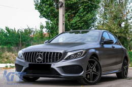 MERCEDES C-osztály W205 S205 C205 (2014-2018) GT-R Panamericana Design hűtőrács, fekete-króm, 360 kamerával / kamera nélkül-image-6087185
