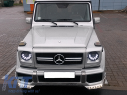 Mercedes W463 G-osztály 1989-2012 Fekete Bi-Xenon Look LED Első lámpák  M-Design-image-5996226