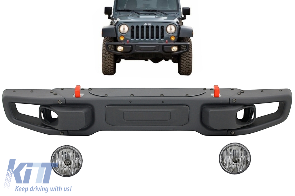 Metal Front Bumper suitable for Jeep Wrangler Rubicon JK (2007-2017) 10th  Anniversary Hard Rock Style 