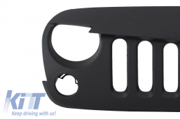 Metal Front Bumper with Central Front Grille suitable for Jeep Wrangler Rubicon JK (2007-2017) 10th Anniversary Hard Rock Style-image-6048086