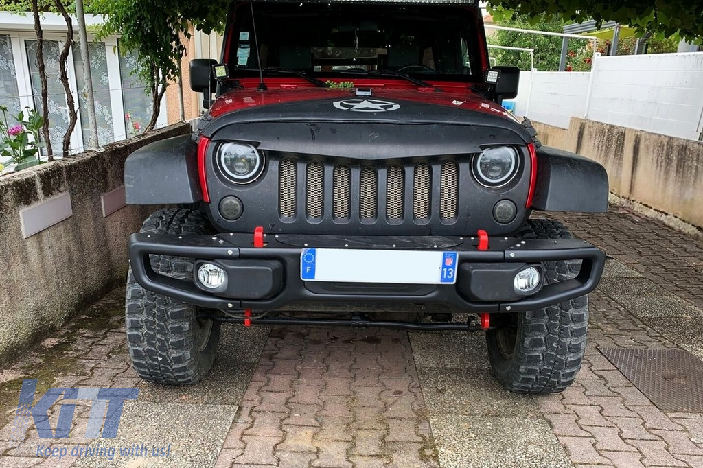 Metal Front Bumper with Central Front Grille suitable for JEEP Wrangler / Rubicon  JK (2007-2017) 10th Anniversary Hard Rock Style 