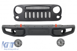 image-79-Metal Front Bumper with Central Front Grille Specter Mask suitable for JEEP Wrangler / Rubicon JK (2007-2017) 10th Anniversary Hard Rock Style