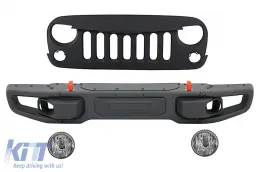image-8-Metalowy zderzak do JEEP Wrangler Rubicon JK 07-17 Światła Grille Czarny-