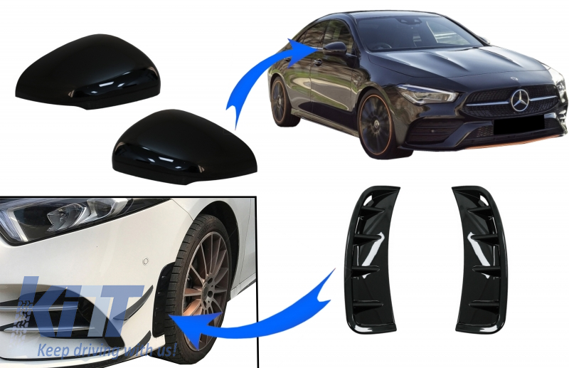 For Benz A-Class W177 A35 AMG Carbon Style Front Bumper Spoiler Air Intake Cover
