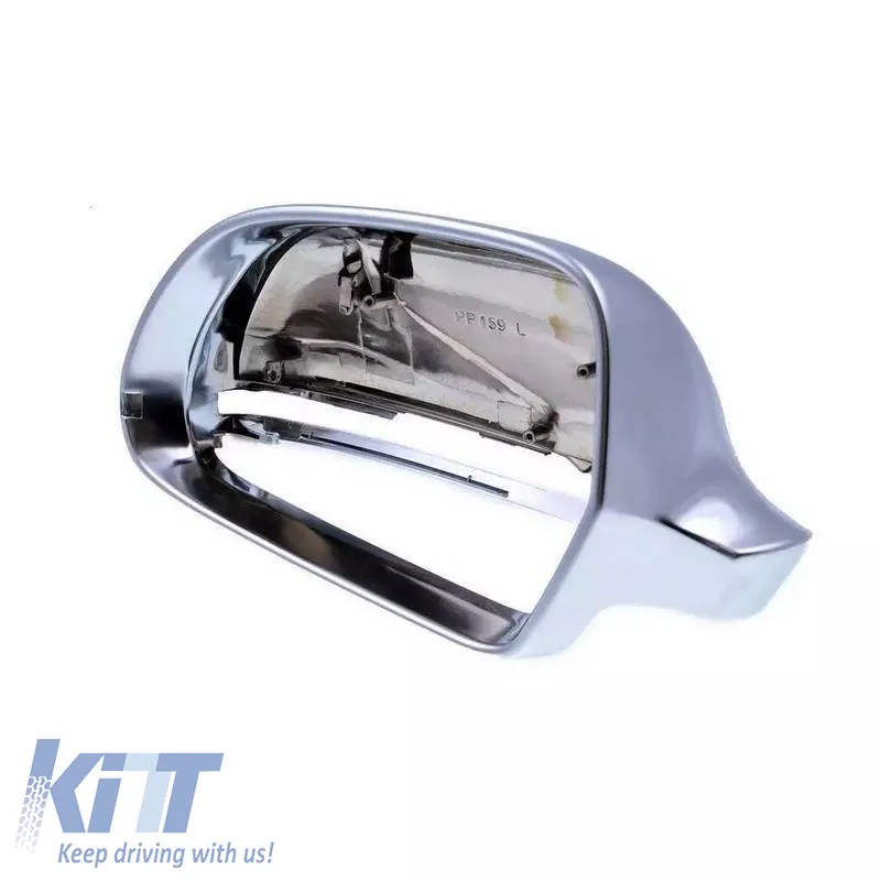 Mirror Covers suitable for Audi A3 8P 08-10, A4 B8 08-11, A5 8T 07-11, A6 C6 4F 09-11, A8 D3, Q3 8U, Brushed Aluminum 2 Pieces