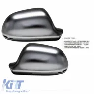 Mirror Covers suitable for Audi A3 8P 08-10, A4 B8 08-11, A5 8T 07-11, A6 C6 4F 09-11, A8 D3, Q3 8U, Brushed Aluminum 2 Pieces-image-6321315