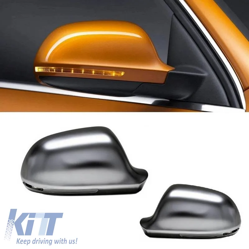 Mirror Covers suitable for Audi A3 8P 08-10, A4 B8 08-11, A5 8T 07-11, A6 C6 4F 09-11, A8 D3, Q3 8U, Brushed Aluminum 2 Pieces