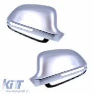 Mirror Covers suitable for Audi A3 8P 08-10, A4 B8 08-11, A5 8T 07-11, A6 C6 4F 09-11, A8 D3, Q3 8U, Brushed Aluminum 2 Pieces-image-6321927