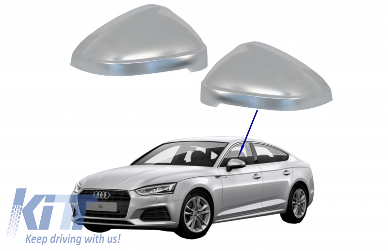 Mirror Covers suitable for Audi A5 F5 (2017+) Extinction Aluminium Plated Complete Housing With