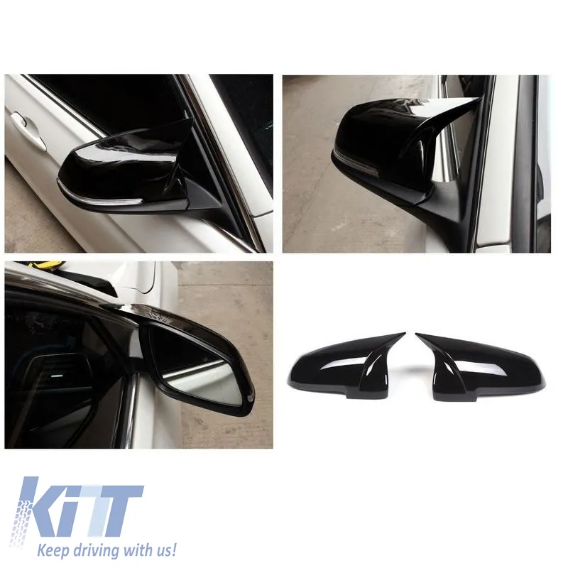 Mirror Covers suitable for BMW 5 F10 / F11 LCI (Facelift), 6 F06, F12, F13, 7 F02, F03, F04, 14-18 M4 Look Glossy Black 2 Pieces