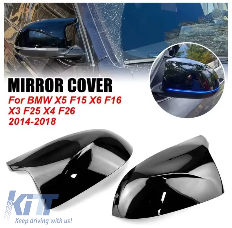 Mirror Covers suitable for BMW X3 F25, X4 F26, X5 F15, X6 F16 XM Look Glossy Black 2 Pieces