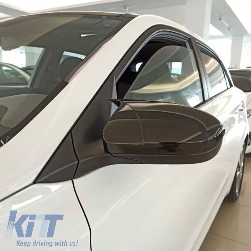 Mirror Covers suitable for Hyundai I20 2014-2020 Without Indicators Glossy Black 2 Pieces