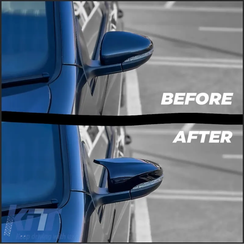 Mirror Covers suitable for VW Golf VI (6) 08-12, Touran 10-15 R Look Clip On Glossy Black 2 Pieces