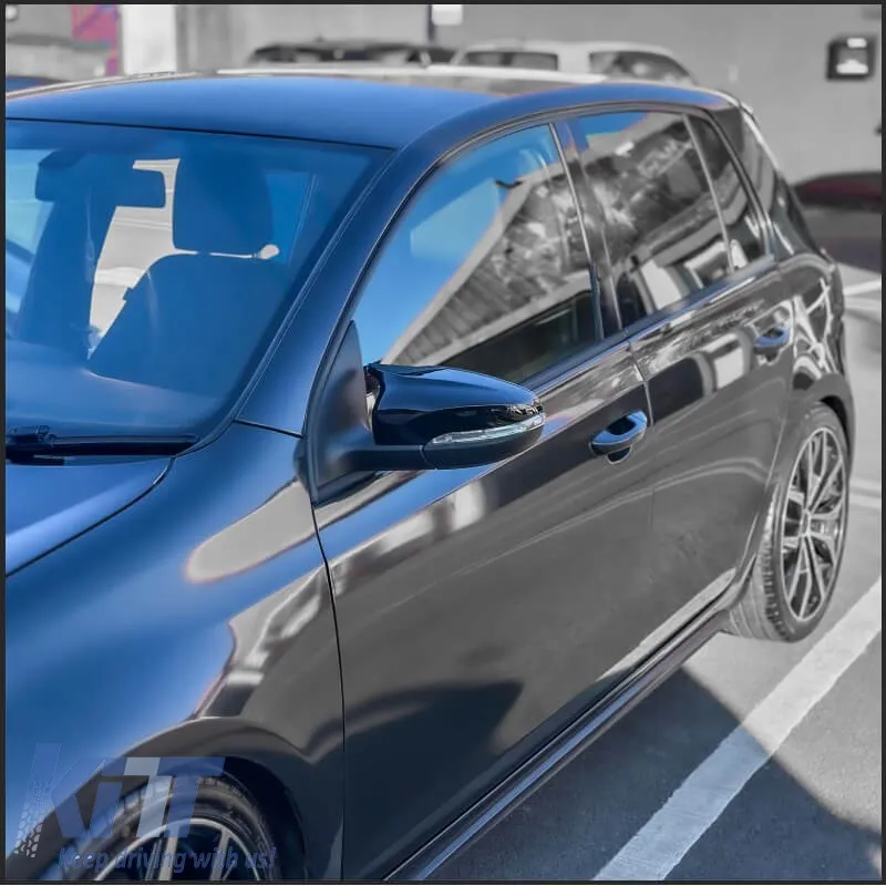 Mirror Covers suitable for VW Golf VI (6) 08-12, Touran 10-15 R Look Clip On Glossy Black 2 Pieces