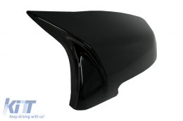 Mirror Covers with Central Kidney Grilles Double Stripe suitable for BMW X1 F48 Pre LCI (06.2015-2019) Piano Black M Design-image-6079928