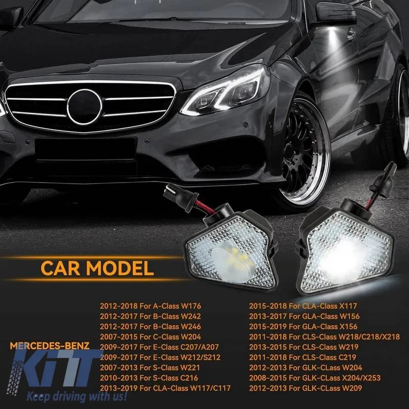 Mirror Led Lights suitable for Mercedes-Benz W201 / W246 / C117 / C218 / C207 / X156 / W176 / W201 / W202 / W204 / W124 / W212 / W221 Led 6000K White 2 Pcs