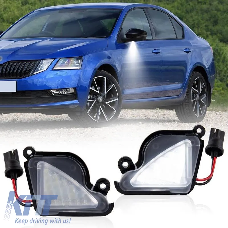Mirror LED Lights suitable for Skoda Octavia 1Z 2009-2013, 5E 2013-2016, Superb 2008-2015 LED 6000K White 2 Pcs
