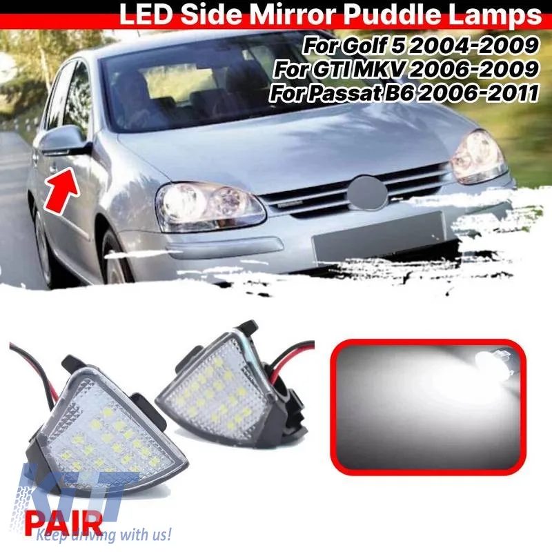 Mirror Led Lights suitable for VW Golf (V) 03-08 / Passat B6 05-10 / Passat CC 08-12 / Sharan 7N 11-16 Led 6000K White 2 Pcs