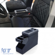 Mittelkonsole mit Staufächern, glänzendes schwarzes Leder, geeignet für VW Bus T5 T6 ab 03-image-6206441