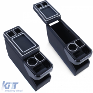 Mittelkonsole mit Staufächern, glänzendes schwarzes Leder, geeignet für VW Bus T5 T6 ab 03-image-6206442