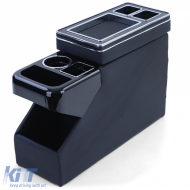 Mittelkonsole mit Staufächern, glänzendes schwarzes Leder, geeignet für VW Bus T5 T6 ab 03-image-6206443