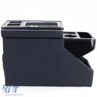Mittelkonsole mit Staufächern, glänzendes schwarzes Leder, geeignet für VW Bus T5 T6 ab 03-image-6206444