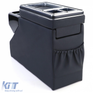 Mittelkonsole mit Staufächern, glänzendes schwarzes Leder, geeignet für VW Bus T5 T6 ab 03-image-6206446
