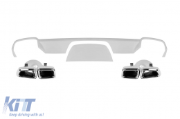 ML63 type diffuser with chrome tips suitable for rear A Design bumper for Mercedes ML W166 2012-2015 -oo--oo- - ABMERA6009559
