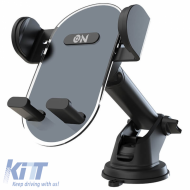 Mobile holder suitable for dashboard and car air vents with arm and adjustable hooks on mobile accessories, black, 1 piece.